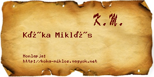 Kóka Miklós névjegykártya